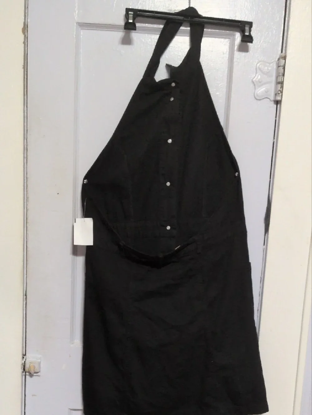 Free People Black Halter Button-Front Mini Dress